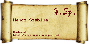 Hencz Szabina névjegykártya